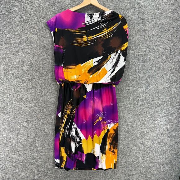 London Times Dress Women 10 Black Colorblock Sheath Midi V-Neck Short Sleeve - Picture 2 of 7